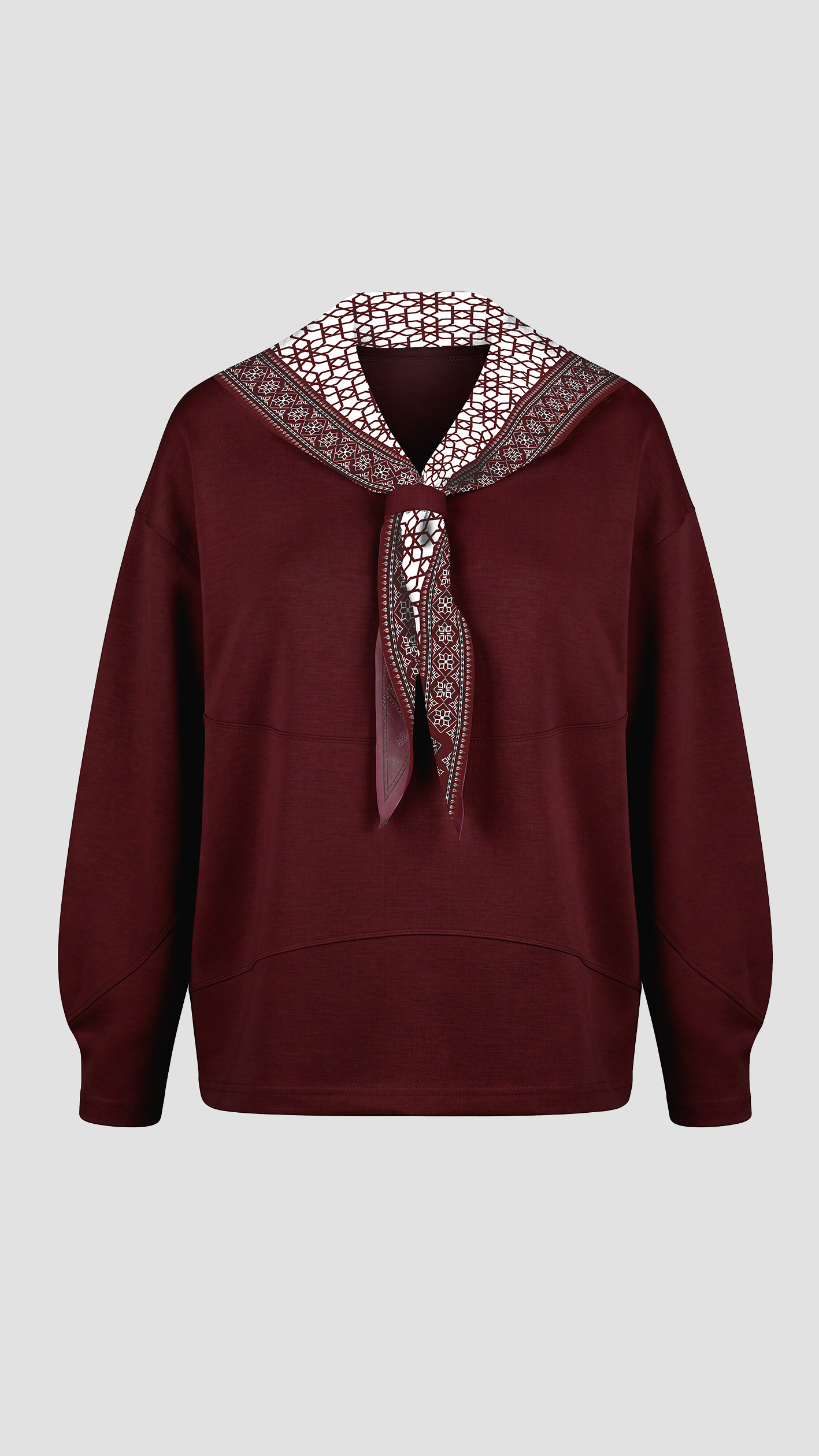 Women's Oshio set with an Oriental diamond-patterned satin scarf. — خمري