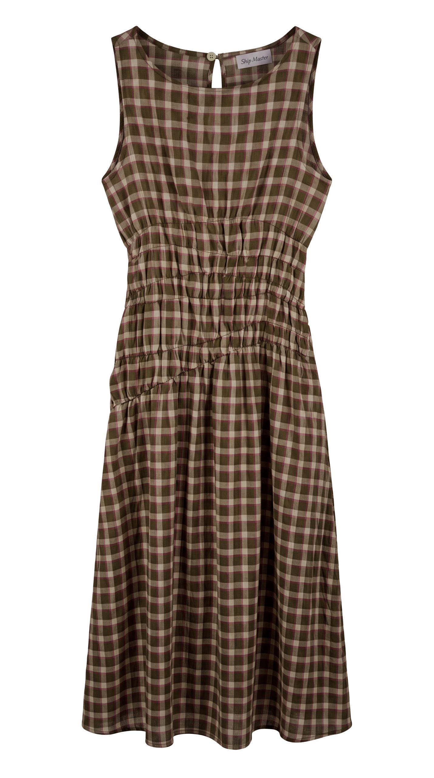 Checked chiffon dress — Olive