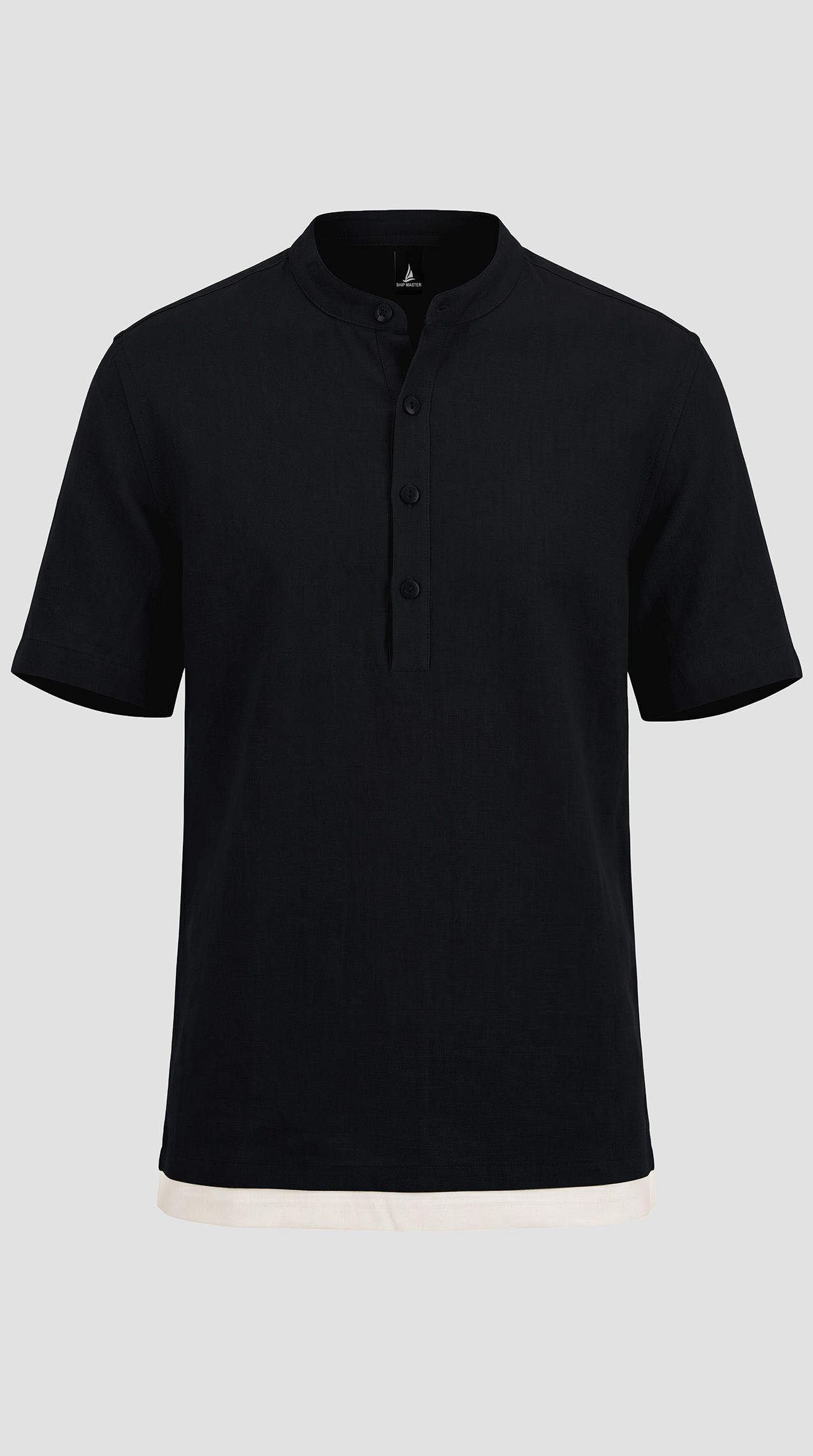 SD Add men's linen shirt and shorts set — Black