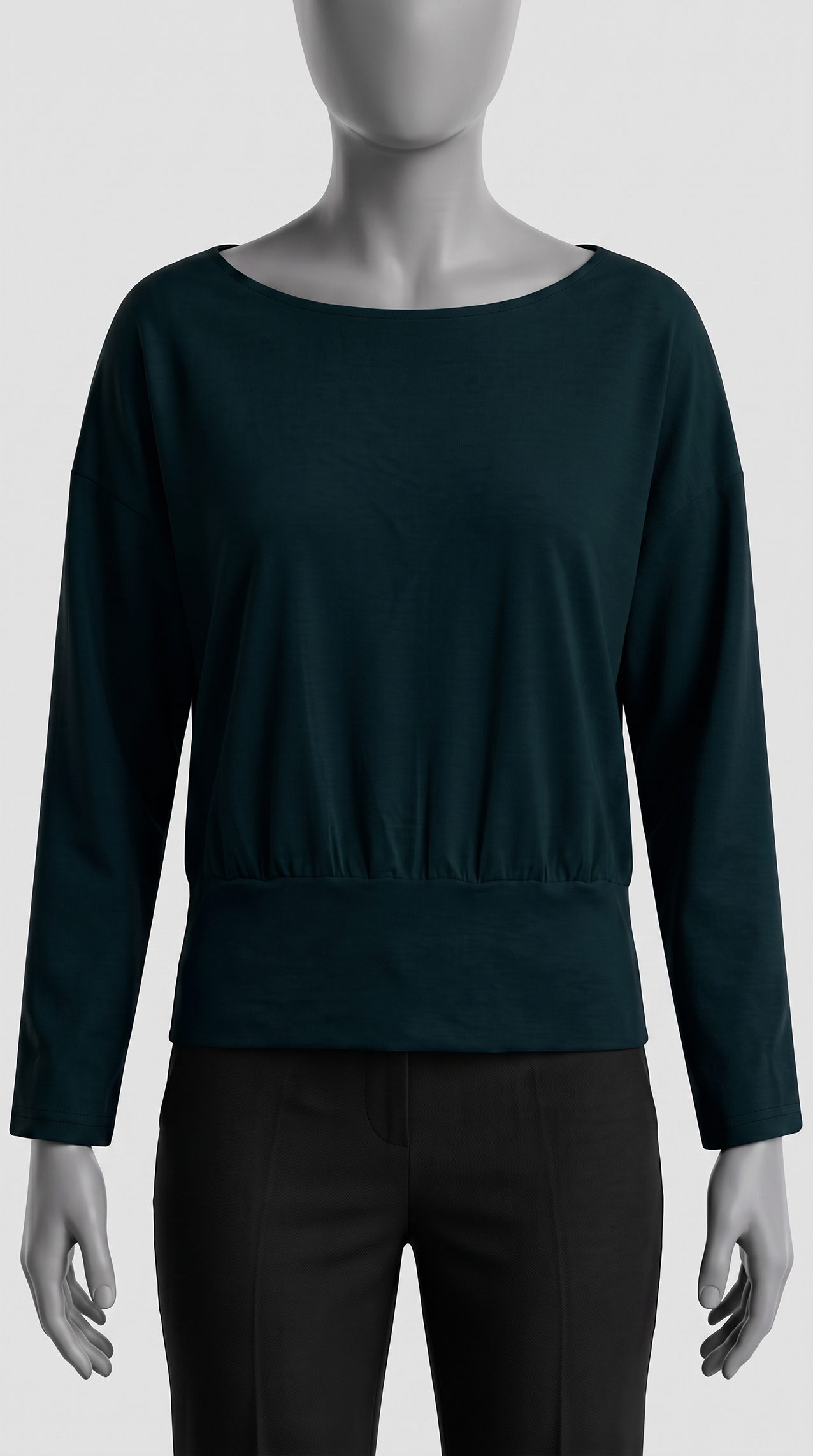 Women's single-knit full-Lycra sweater with long cuffs. — Navy