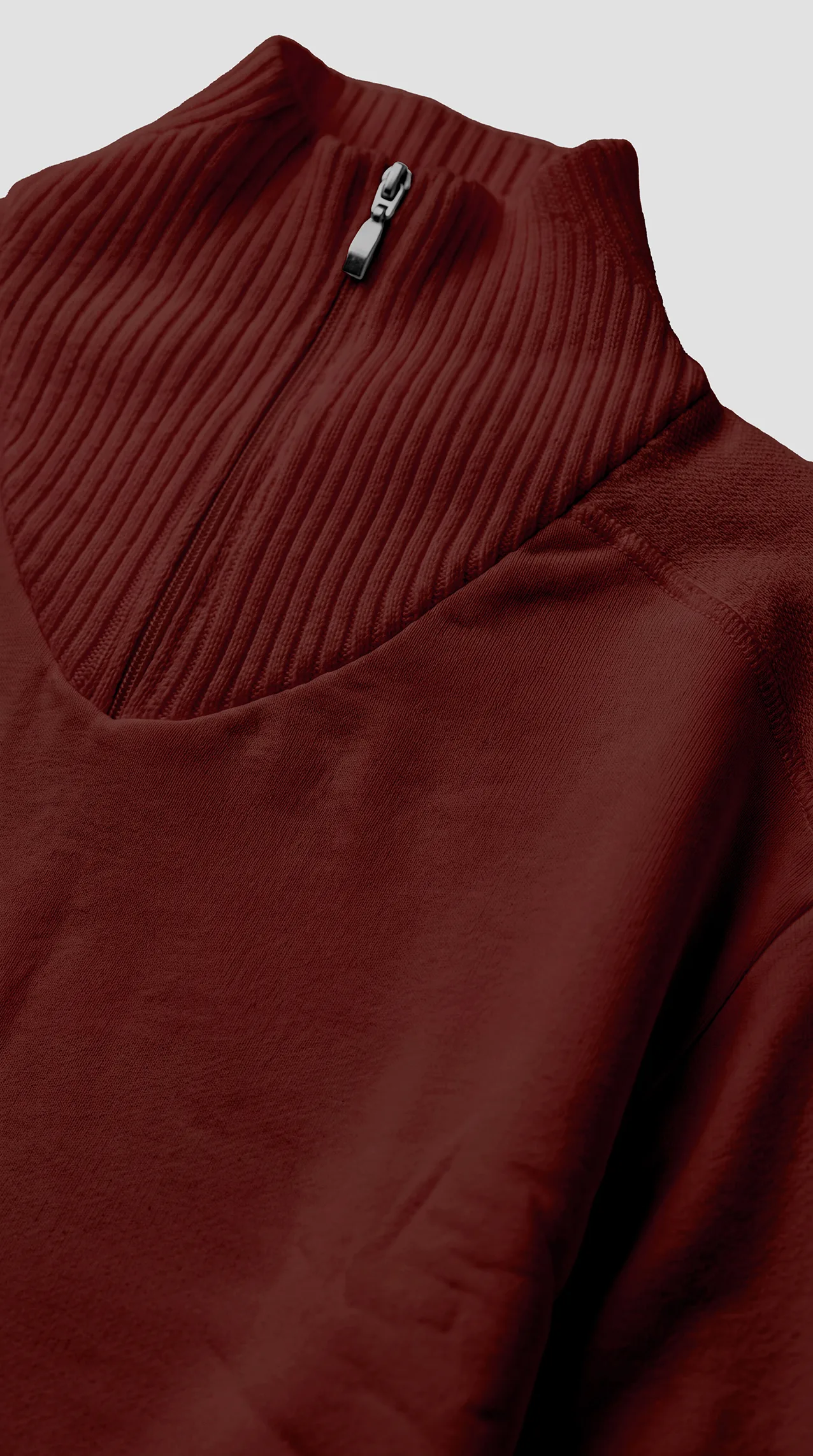 Women's fluffy fleece sweatshirt with a ribbed collar and zipper.