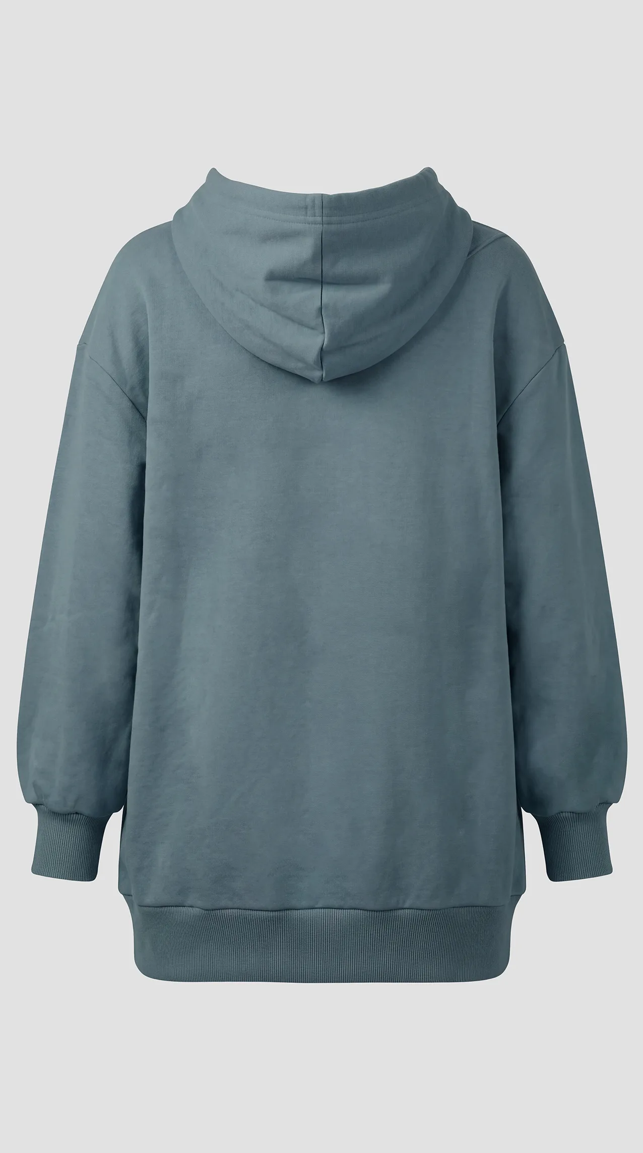 Women's fluffy fleece hoodie featuring a double front pocket and a raised print.