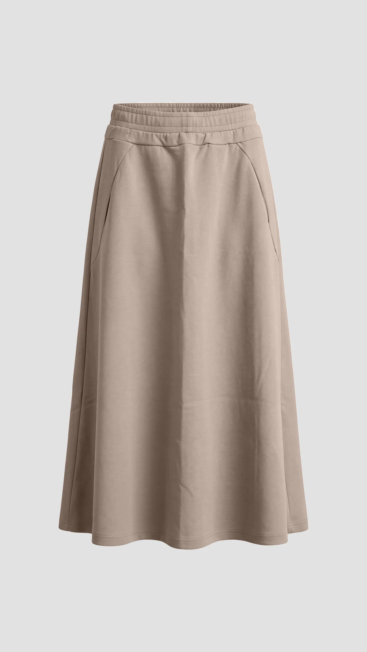 Lacoste women's set: skirt and sweater with striped sleeves.