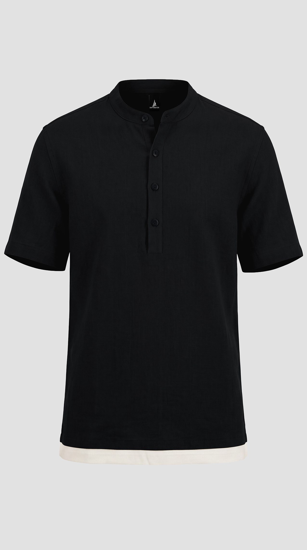 SD Add men's linen shirt and shorts set — Black