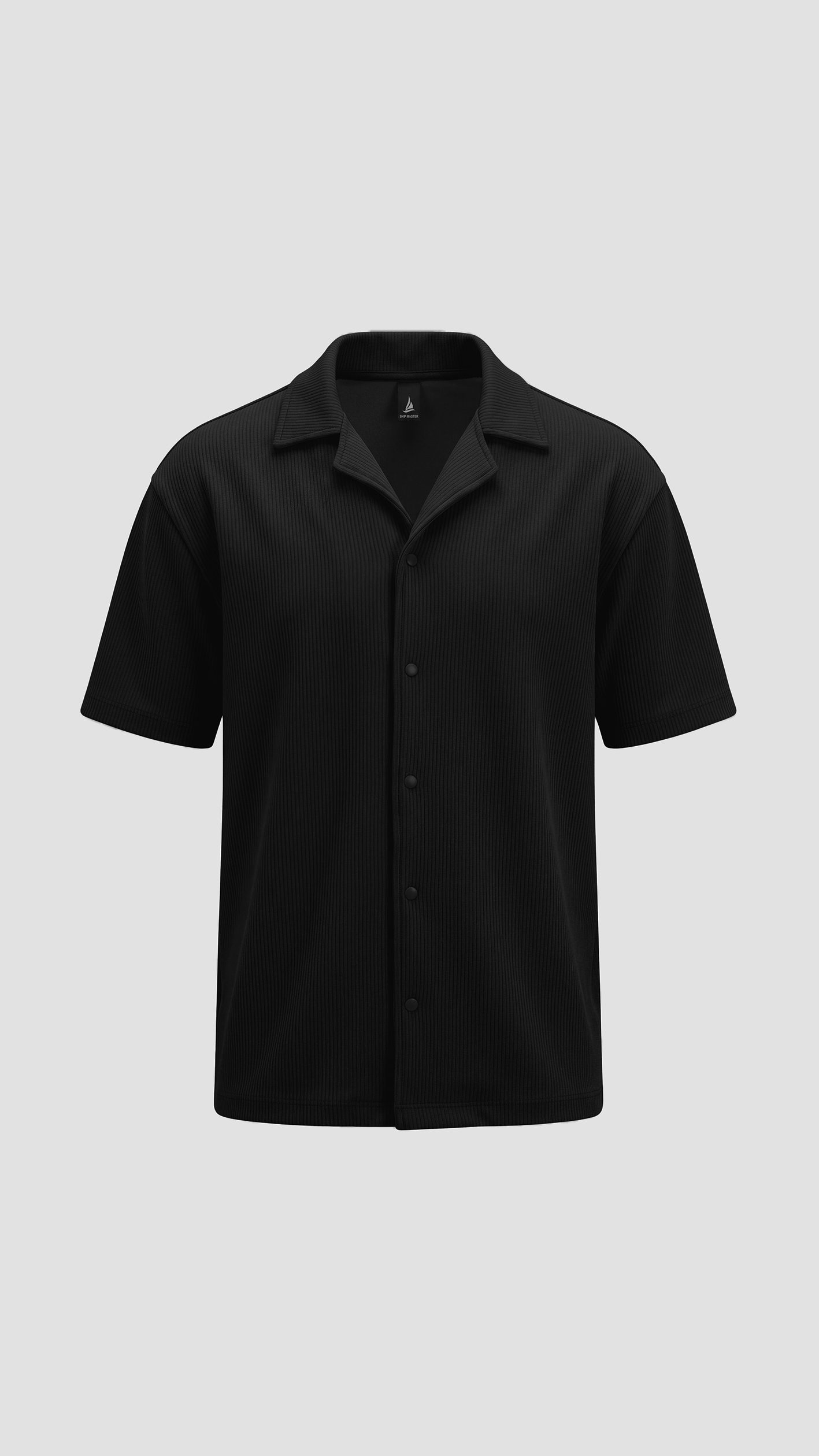 Men's ribbed Oshio fabric trouser and sweatshirt set. — Black