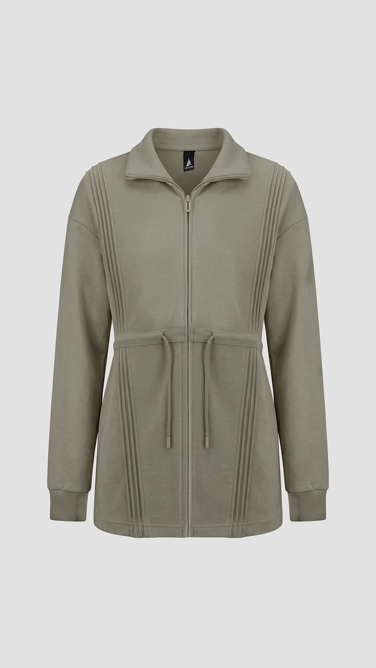 Women's Oshio fabric pajama featuring an Amay zipper, a hidden drawstring waist, and triple-stitch detailing. — خاكي