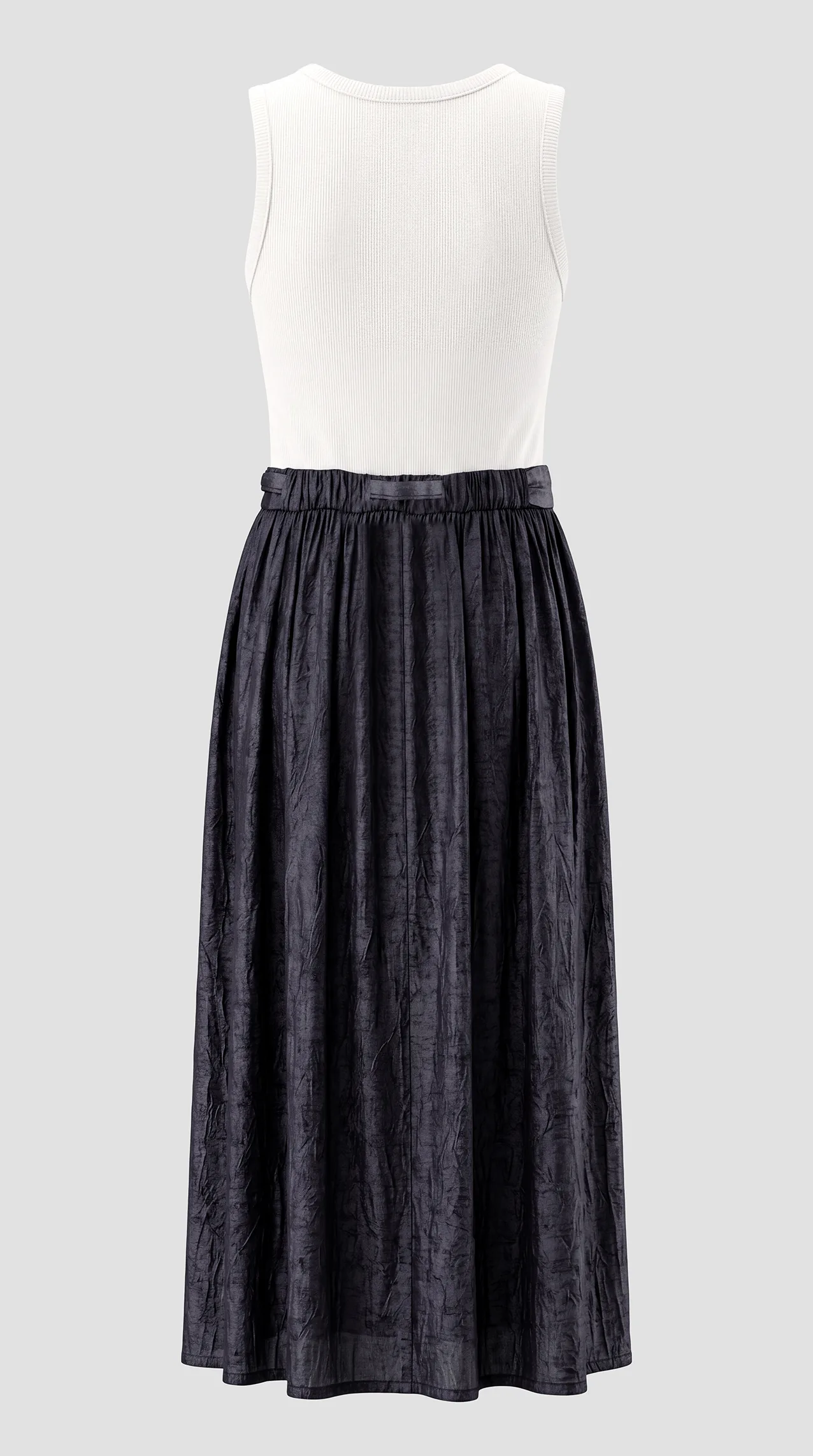 Women's dress featuring a Tencel blend and a printed, tie-waist sash.