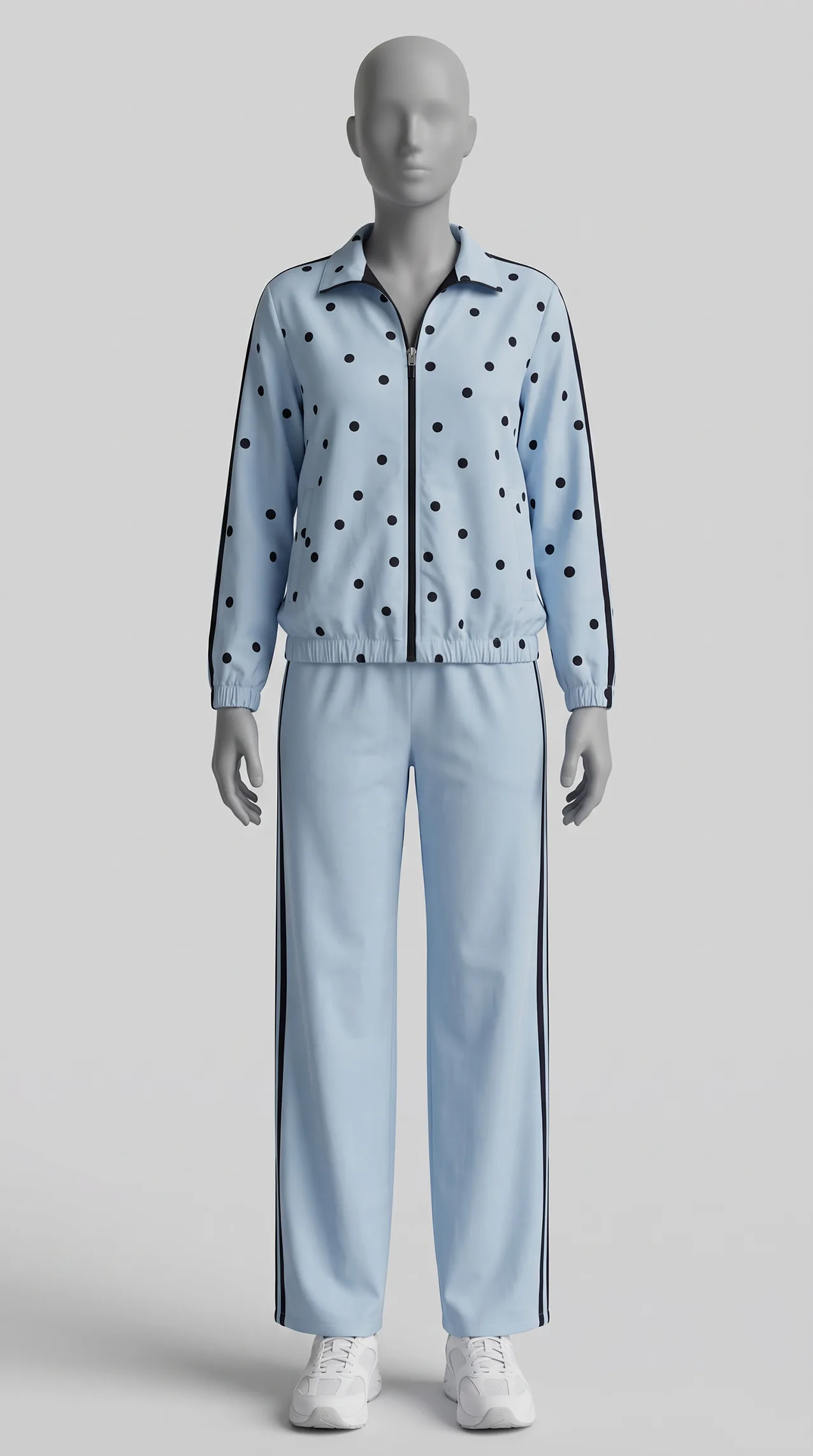 Women's cool cotton polka-dot trouser and jacket set