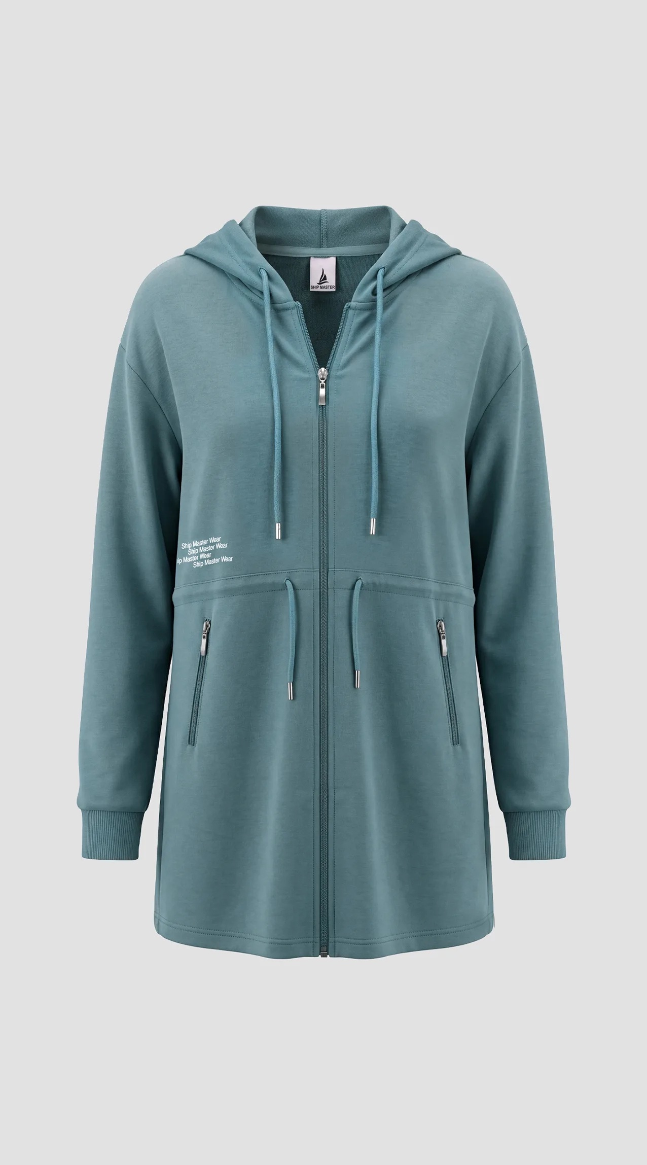 Women's "Toflis" fabric pajama set featuring a long jacket and a double-tie closure.