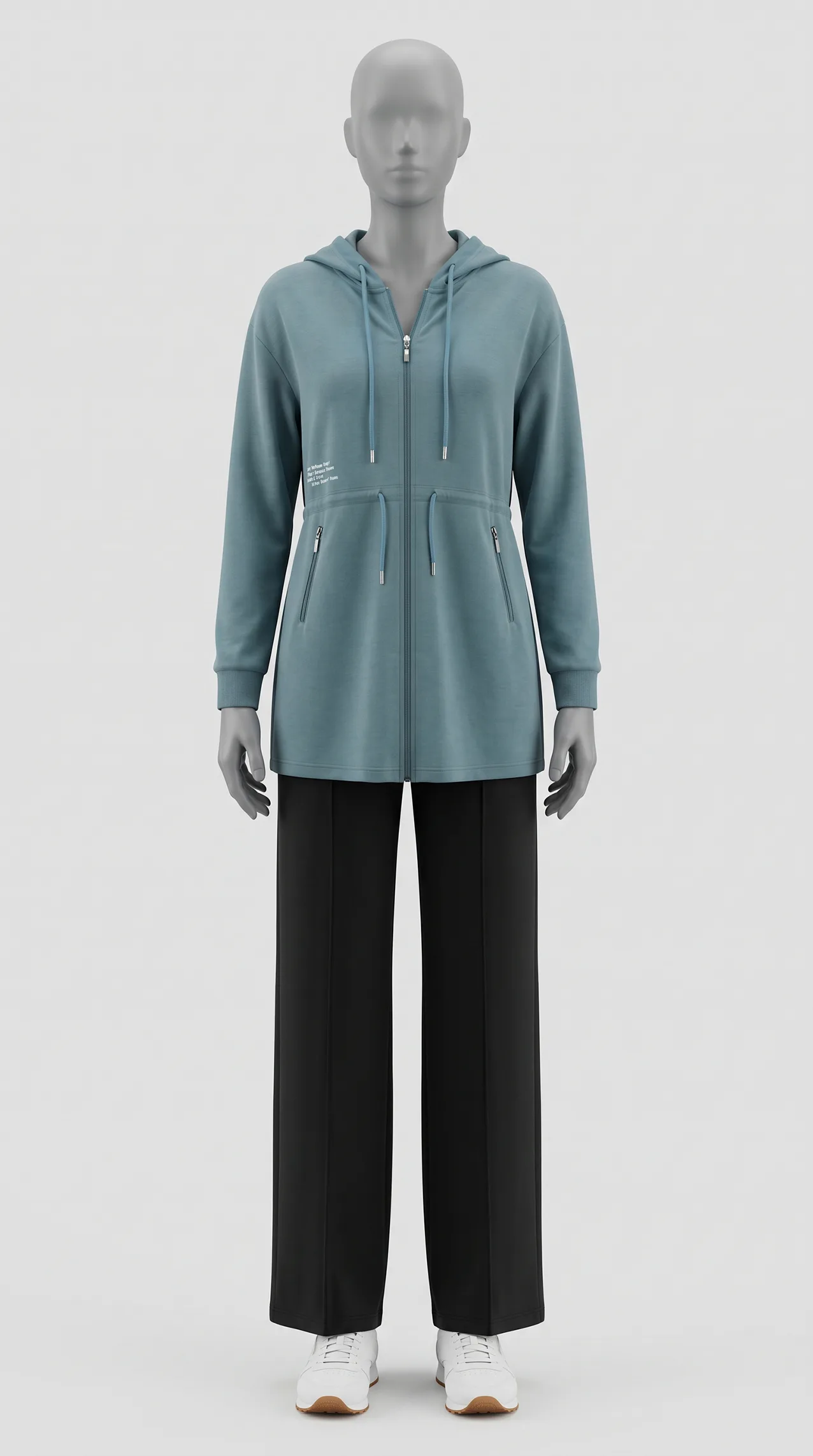Women's "Toflis" fabric pajama set featuring a long jacket and a double-tie closure.