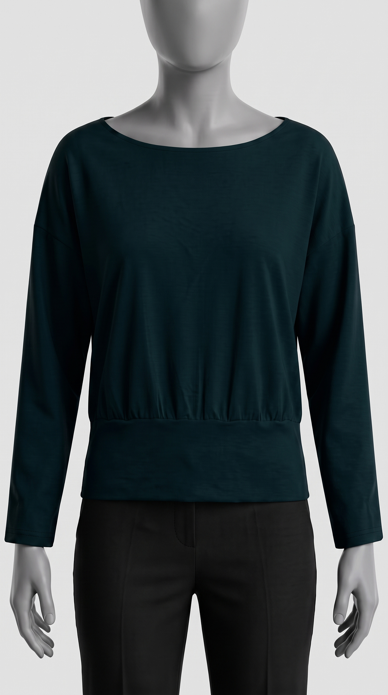 Women's single-knit full-Lycra sweater with long cuffs. — Navy